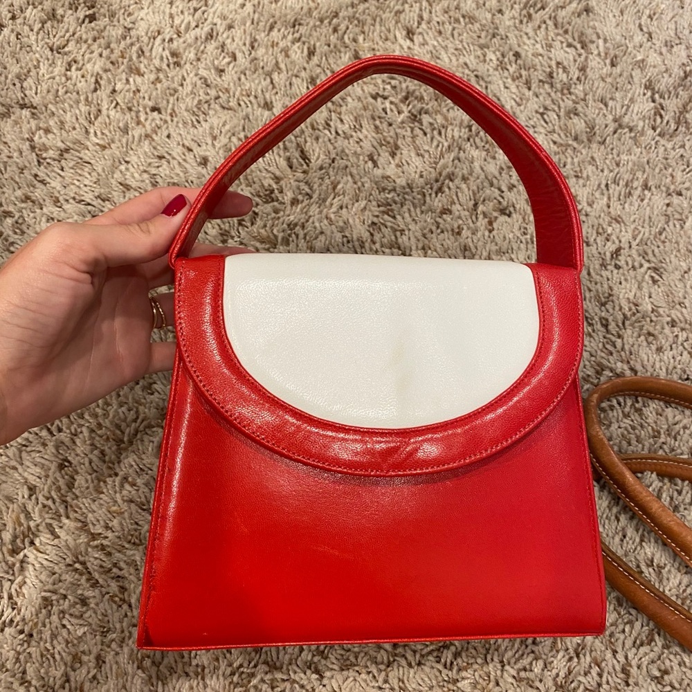 Vintage red and white mini purse
